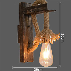 Universal Lampe américaine transfrontalière Lampe en bois Lampe décorative Art en bois Escalier idéal du restaurant Corde de chanvre rétro Applique murale (sombre) pas cher