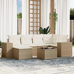 vidaXL Salon de jardin avec coussins 7 pcs beige résine tressée 