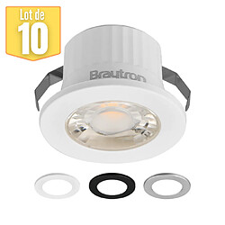 BRAYTRON Lot de 10 mini spots LED rond 3 couleurs 3W 3000K IP54