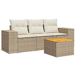 Maison Chic Salon de jardin avec coussins 4 pcs | Ensemble de Table et chaises | Mobilier d'Extérieur beige résine tressée -GKD86957