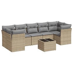 Maison Chic Salon de jardin avec coussins 8 pcs | Ensemble de Table et chaises | Mobilier d'Extérieur beige résine tressée -GKD33708