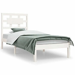 Maison Chic Lit Moderne Chambre - Cadre/structure de lit pour adulte Blanc Bois de pin massif 100x200 cm -MN20548