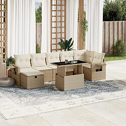 vidaXL Salon de jardin avec coussins 8 pcs beige résine tressée