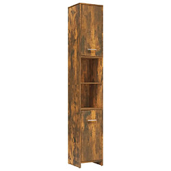 Maison Chic Armoire de bain,Meuble de rangement de salle de bain,Meuble haut Chêne fumé 30x30x183,5 cm Bois d'ingénierie -GKD801802