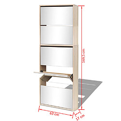 Acheter vidaXL Meuble à chaussures 5 étagères et miroir 63x17x169,5 cm Chêne