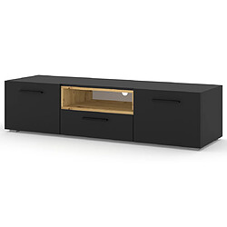 Bestmobilier Leolio - meuble tv - noir et bois - 151 cm