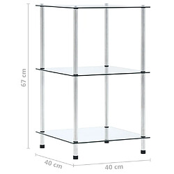 vidaXL Étagère 3 niveaux Transparent 40x40x67 cm Verre trempé pas cher