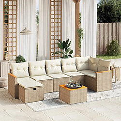 vidaXL Salon de jardin avec coussins 8 pcs beige résine tressée