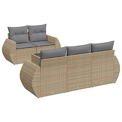 vidaXL Salon de jardin avec coussins 6 pcs beige résine tressée