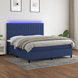 vidaXL Sommier à lattes de lit et matelas et LED Bleu 160x200 cm Tissu 