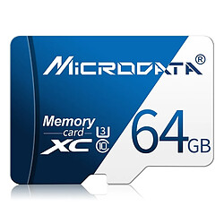 Wewoo Carte Micro SD mémoire MICRODATA 64 Go U3 bleue et blanche TF SD 