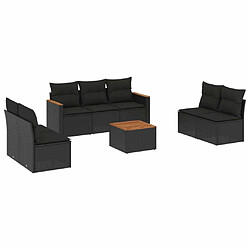 vidaXL Salon de jardin 8 pcs avec coussins noir résine tressée