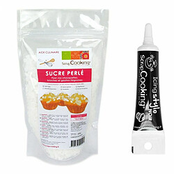 Scrapcooking Sucre perlé 300 g + Stylo de glaçage noir 