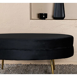 Venture Home Pouf Otto 100x40x41 cm Velours Noir et laiton