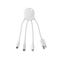 XOOPAR Câble 3 en 1 Octopus USB A/micro USB, USB C, Lightning 0,1m Blanc