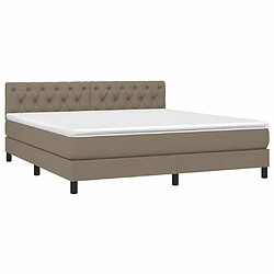 Avis Maison Chic Lit adulte- Lit + matelas,Sommier à lattes de lit avec matelas LED Taupe 160x200 cm Tissu -GKD86049