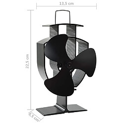 vidaXL Ventilateur de poêle alimenté par chaleur 3 pales Noir pas cher