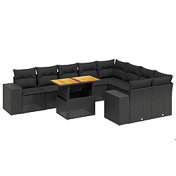 Maison Chic Salon de jardin 10 pcs avec coussins, Ensemble Tables et chaises d'extérieur noir résine tressée -GKD602804