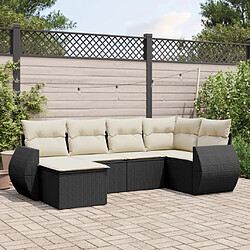 vidaXL Salon de jardin 6 pcs avec coussins noir résine tressée