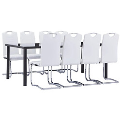 vidaXL Ensemble de salle à manger 9 pcs Similicuir Blanc