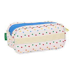 Trousse Fourre-Tout Triple Benetton Topitos Blanc (21,5 x 10 x 8 cm)