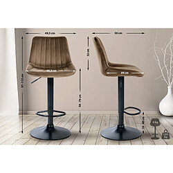 Non Lot de 2 tabourets de bar Toni velours noir