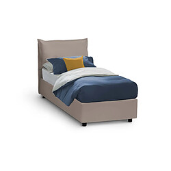 Autrement Talamo Italia Veronica lit simple avec conteneur, Made in Italy, en éco-cuir, 80x190 cm, avec ouverture frontale, Taupe, avec matelas inclus.