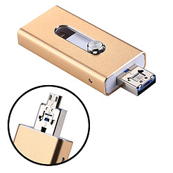 Avis Wewoo Clé USB or pour iPhone et iPad & iPod la plupart des smartphones Android PC 3 en 1 USB 2.0 Lightning 8 broches Micro USB 16 Go Flash Drive,