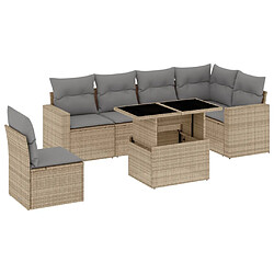 vidaXL Salon de jardin avec coussins 7 pcs beige résine tressée