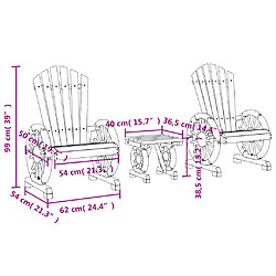 vidaXL Salon de jardin 3 pcs bois de sapin massif pas cher