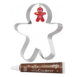 Scrapcooking Découpoir à pâtisserie inox XXL Bonhomme en pain d'épice + 1 Stylo chocolat