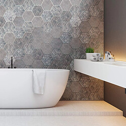 Stickers adhésifs carrelages hexagones - Sticker Autocollant Carreaux de ciment - Mosaïque carrelage mural salle de bain et cuisine - Carreaux de ciment adhésif mural - azulejos 10 x 9 cm - 28 pièces