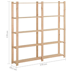 vidaXL Étagère de stockage 5 niveaux 170x28,5x170cm Bois de pin massif pas cher