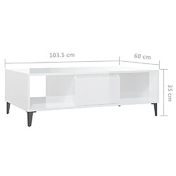 vidaXL Table basse blanc brillant 103,5x60x35 cm bois d'ingénierie pas cher