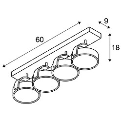 Applique et plafonnier intérieur SLV KALU, quad, alu brossé, GU10/QPAR111, 4x 75W max pas cher