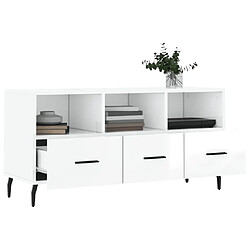 Acheter Maison Chic Meuble TV scandinave - Banc TV pour salon Blanc brillant 102x36x50 cm Bois d'ingénierie -MN22406