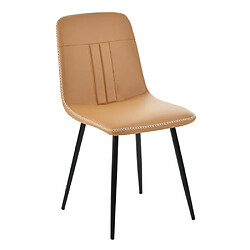 ComfortXL Ensemble de 4 Chaises de Salle à Manger en Similicuir avec Dossier, Structure en Métal, Marron