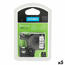 Ruban de transfert thermique Dymo D1 16958 19 mm x 3,5 m Noir Blanc Nylon (5 Unités) 