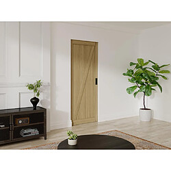 Vente-Unique Porte coulissante avec système à galandage en bois et MDF - Naturel clair - H205 x L83 cm - BALERMA