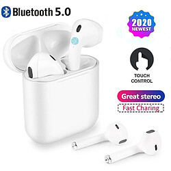 Chrono Casque Bluetooth 5.0, Mini-écouteurs sans Fil avec 3D stéréo, Microphone intégré, IPX7 étanche, Poids léger et Confort, Temps de Jeu 24 Heures, pour Tous Les smartphonesApple/Airpods/iPhone - Blanc 