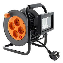 Avis Enrouleur électrique 4 prises 16A 2P+T avec projecteur LED 10W - câble HO5VV-F 3G1 15m avec guide câble - Zenitech