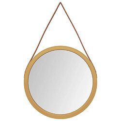 Maison Chic Miroir mural avec sangle | Miroir Décoration pour Maison Salle de Bain Doré ? 45 cm -GKD56982