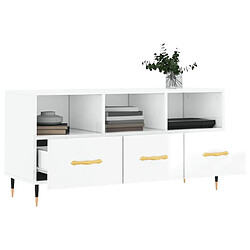 Acheter Maison Chic Meuble TV scandinave - Banc TV pour salon Blanc brillant 102x36x50 cm Bois d'ingénierie -MN70259