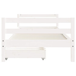 Maison Chic Lit d'Enfant Chambre - Cadre de lit pour enfant tiroirs blanc 90x200 cm bois de pin massif -MN39094 pas cher