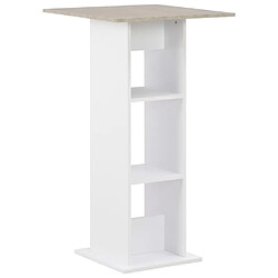 vidaXL Table de bar Blanc et béton 60x60x110 cm