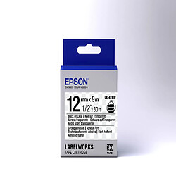 Epson LK-4TBW - Adhésif Fort - Noir sur Transparent - 12mmx9m