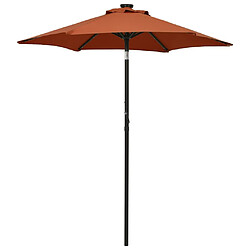 vidaXL Parasol de jardin avec lumières LED terre cuite aluminium 