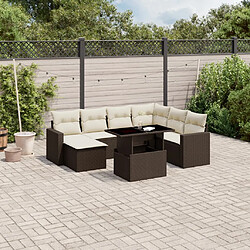 vidaXL Salon de jardin 8 pcs avec coussins marron résine tressée