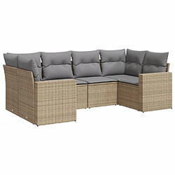 vidaXL Salon de jardin avec coussins 6 pcs beige résine tressée