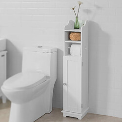 SoBuy FRG177-W Support Papier Toilette Armoire Toilettes Porte Brosse WC Meuble de Salle de Bain Sur Pied en Bois Blanc 